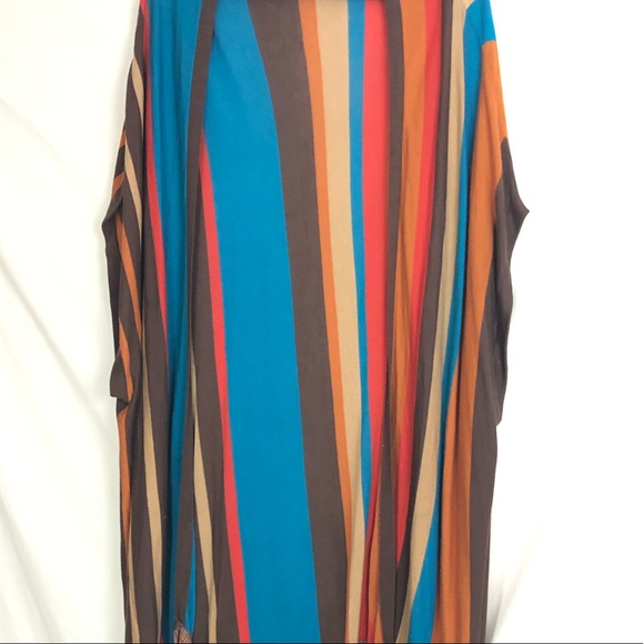 Venus Gray Long Open Front Duster Small Striped O/S - Picture 4 of 16